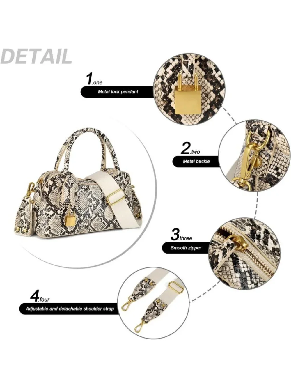 Stylish Snake Print Handbag | PU Leather Top Handle & Adjustable Shoulder Strap